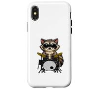 Funny Racoon Wearing Sunglasses Playing Drums Case for iPhone X/XS