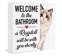 Funny Ragdoll Cat Bathroom Decor Welcome to the Bathroom a Ragdoll Will Be with You Shortly Wooden Box Sign for Home Toilet Restroom Decor, Cat Lovers Gifts