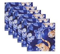 Funny Ragdollcats Pink wedding party pack striped easter napkins cloth set of 6 servilletas de tela para mesa