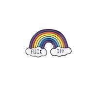 Funny Rainbow “F*ck Off” Enamel Pin Badge - Colourful Pride Lapel Pin for Jacket, Bag, or Hat | Cute & Rude Hard Enamel Brooch | LGBTQ+ Gift, Sarcastic Accessory for Friends & Festivals