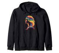 Funny Rainbow Hair Afro Style Pride Artistic Queen Women Men Zip Hoodie
