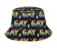 Funny Rainbow LGBT Gay Pride Bucket Hat Summer Beach Sun Hat Packable Fisherman Cap for Adults Women Men