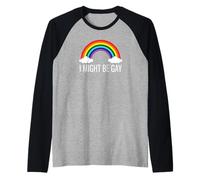 Funny Rainbow Pride Humor I Might Be Gay Statement Tee Raglan Baseball Tee