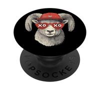 Funny Ram Sheep in Heart Sunglasses Quirky Animal Design PopSockets Adhesive PopGrip
