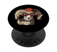 Funny Ram with Heart Sunglasses Ibex for Animal Lovers PopSockets Adhesive PopGrip