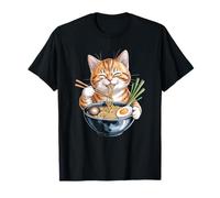 Funny Ramen Cat Eating Noodles 02 T-Shirt