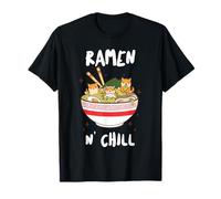 Funny Ramen N Chill Kawaii Cat Eating Ramen Noodle Lover T-Shirt