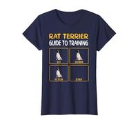 Funny Rat Terrier Guide to Training Dog Obedience Trainer T-Shirt, Women, Navy Blue, Large