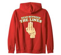 Funny Read Between The Lines Middle Finger Zip Hoodie