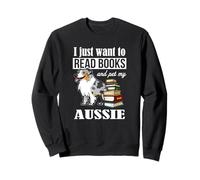 Funny Read Books & Pet Blue Merle Australian Shepherd Lover Sweatshirt