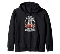 Funny Reading Addiction Saying Owl Book Lover Zip Hoodie