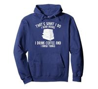 Funny Reading Book Lover I Read Books And Know Things Pullover Hoodie, Adult Unisex, Navy Blue, Medium