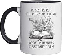 Funny Reading Mug with Black Handle Roses are Red The Pages Are Worn Book Smut Reading Mug 11 Ounce