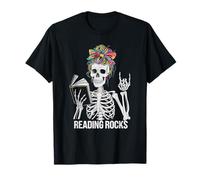 Funny Reading Rocks Skeleton Preschool Literacy Squad Past T-Shirt
