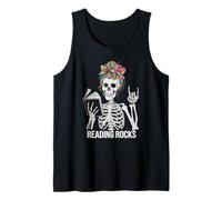 Funny Reading Rocks Skeleton Preschool Literacy Squad Past Tank Top