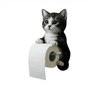 Funny Realistic Cat Toilet Roll Holder Wall Mounted - Novelty Animal Bathroom Decor Paper Towel Stand for Bathroom, Bedrooms & Kitchen,B