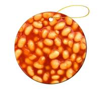 Funny Realistic Food Baked Beans Christmas Ceramic Ornaments for Home Decor Holiday Xmas Tree Hanging Ornament Christmas Tree Decoration Gifts for Family Friends