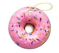 Funny Realistic Food Strawberry Donut Pink Christmas Ceramic Ornaments for Home Decor Holiday Xmas Tree Hanging Ornament Christmas Tree Decoration Gifts for Family Friends