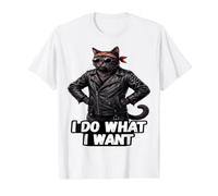 Funny Rebel Cat I Do What I Want Value Graphic T-Shirt, Men, White, M