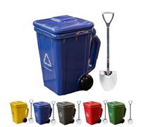 Funny Recycling Bin Coffee Mug with Lid & Shovel Spoon,14 Oz Ceramic Trash Can Shaped Novelty Cup,Unique Desk Organizer & Gag Gift for Coworkers and Friends,Office Kitchen Decor (Blue)