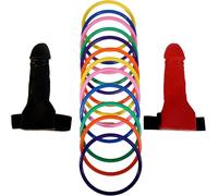 Funny Red & Black Head Hoopla Party Game with Strap-On Targets & Rings - Hilarious Adult Party Challenge for Hen, Stag, Birthdays & Group Nights - Mystic City Fun Set