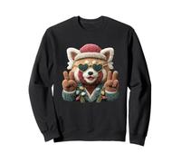 Funny Red Panda Cute Animal Sunglasses Peace Sign Design Sweatshirt