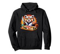 Funny Red Panda Sushi Chef Graphic Cool Japanese Food Design Pullover Hoodie