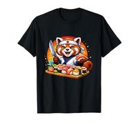 Funny Red Panda Sushi Chef Graphic Cool Japanese Food Design T-Shirt