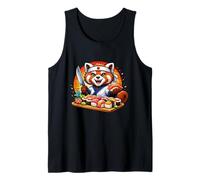 Funny Red Panda Sushi Chef Graphic Cool Japanese Food Design Tank Top