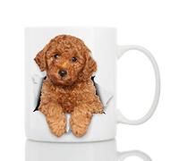 Funny Red Poodle Dog Mug - Ceramic Funny Coffee Mug - Perfect Dog Lover Gift - Cute Novelty Coffee Mug Present - Great Birthday or Christmas Surprise for Friend or Coworker, Men and Women (11oz)