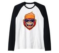 Funny Red Smiling Gorilla Funky Gym Monkey Raglan Baseball Tee