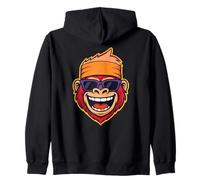Funny Red Smiling Gorilla Funky Gym Monkey Zip Hoodie