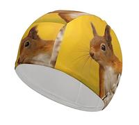 Funny Red Squirrel Funny Swim Cap for Adults Swimming Hat for Men Women Long And Short Hair