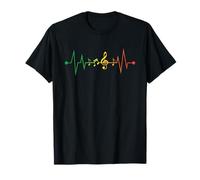Funny Reggae Music Notes Heartbeat EKG Rasta Gift Men Women T-Shirt