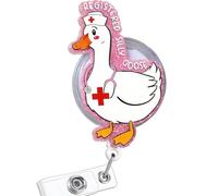 Funny Registered-Goose Nurse Badge Reel, Cute Nursing Badge Holder with Retractable Clip, Name Tag Pediatric Work Badge Buddy, Gifts for Medical Student RN LPN CNA MA Teacher Doctor