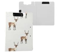 Funny Reindeer Minimalist Clipboard with Folder Double Clips Pen Holder Clip Board with Hard Cover Clipboard Padfolio Stationery Organizer Supplies