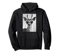 Funny Reindeer with Hearts Sunglasses Forest Animal Meme Pullover Hoodie