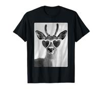 Funny Reindeer with Hearts Sunglasses Forest Animal Meme T-Shirt