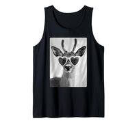 Funny Reindeer with Hearts Sunglasses Forest Animal Meme Tank Top