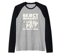 Funny Reject Humanity Return Frog Evolution Meme Raglan Baseball Tee