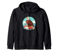 Funny Relaxing Eagle with Pool Ring for Beach Holiday Lovers Zip Hoodie
