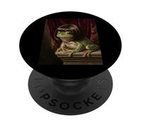 Funny Renaissance Frog With Bob Haircut Surreal Art PopSockets Adhesive PopGrip