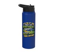 Funny Renewable Energy Wind Turbine Environmental Awareness Stainless Steel Insulated Water Bottle