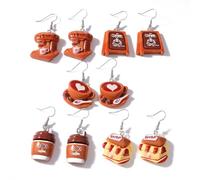 Funny Resin Bread Doughnut Toast Cola Coffee Machine Earrings Cute Plastic Junk Foods Drinks Ear Accessories One W arrings Stuffs, One Size, Zinc, No Gemstone