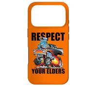 Funny Respect Your Elders Classic Hotrod Muscle Car Cartoon Case for iPhone 17 Pro