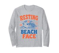 Funny Resting Beach Face Sea Turtle Grumpy Ocean Coastal Art Long Sleeve T-Shirt