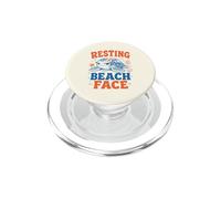 Funny Resting Beach Face Sea Turtle Grumpy Ocean Coastal Art PopSockets PopGrip for MagSafe