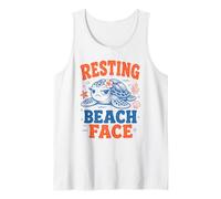 Funny Resting Beach Face Sea Turtle Grumpy Ocean Coastal Art Tank Top