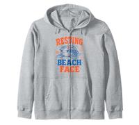 Funny Resting Beach Face Sea Turtle Grumpy Ocean Coastal Art Zip Hoodie