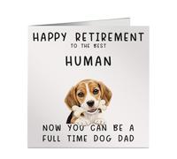 Funny Retired Human Resources Full Time Dog Dad Card - Bold & Fun Design - Ideal for Retirement, Work Leaving or Colleague Farewell